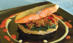 Roasted Salmon on Ratatuille Galette